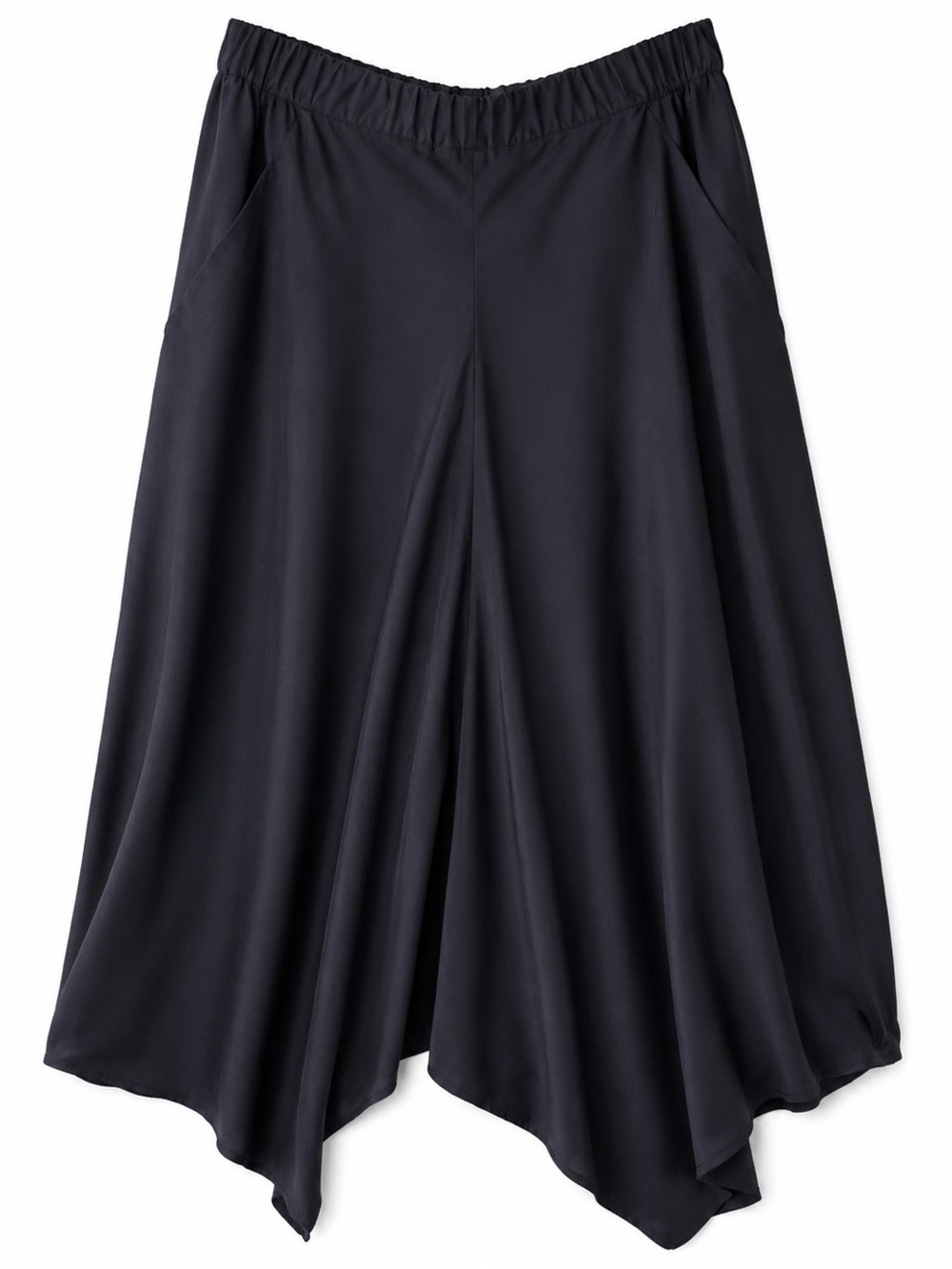 Zero + Maria Cornejo Navy Draped Asymmetrical Midi Skirt Size 10